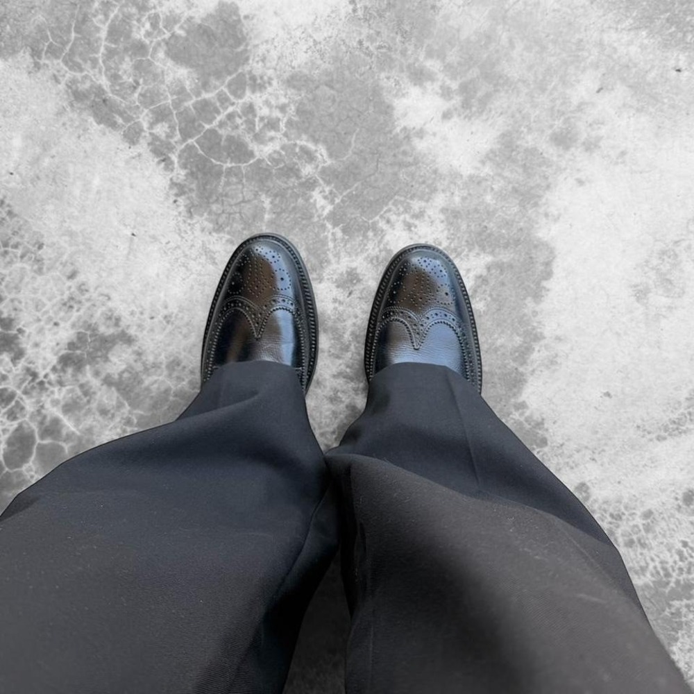 Vintage 80's Executive Imperial USA black leather wing tip Oxford shoes 8.5